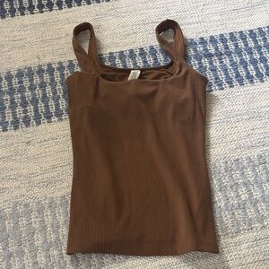 Alo Brown Ribbed Women's Tank Top
